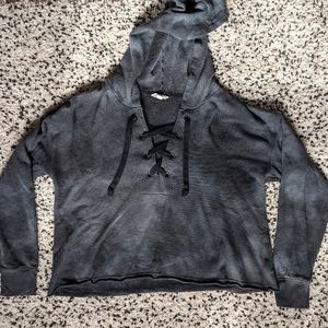 American Eagle Cropped Bleach Dye Hoodie